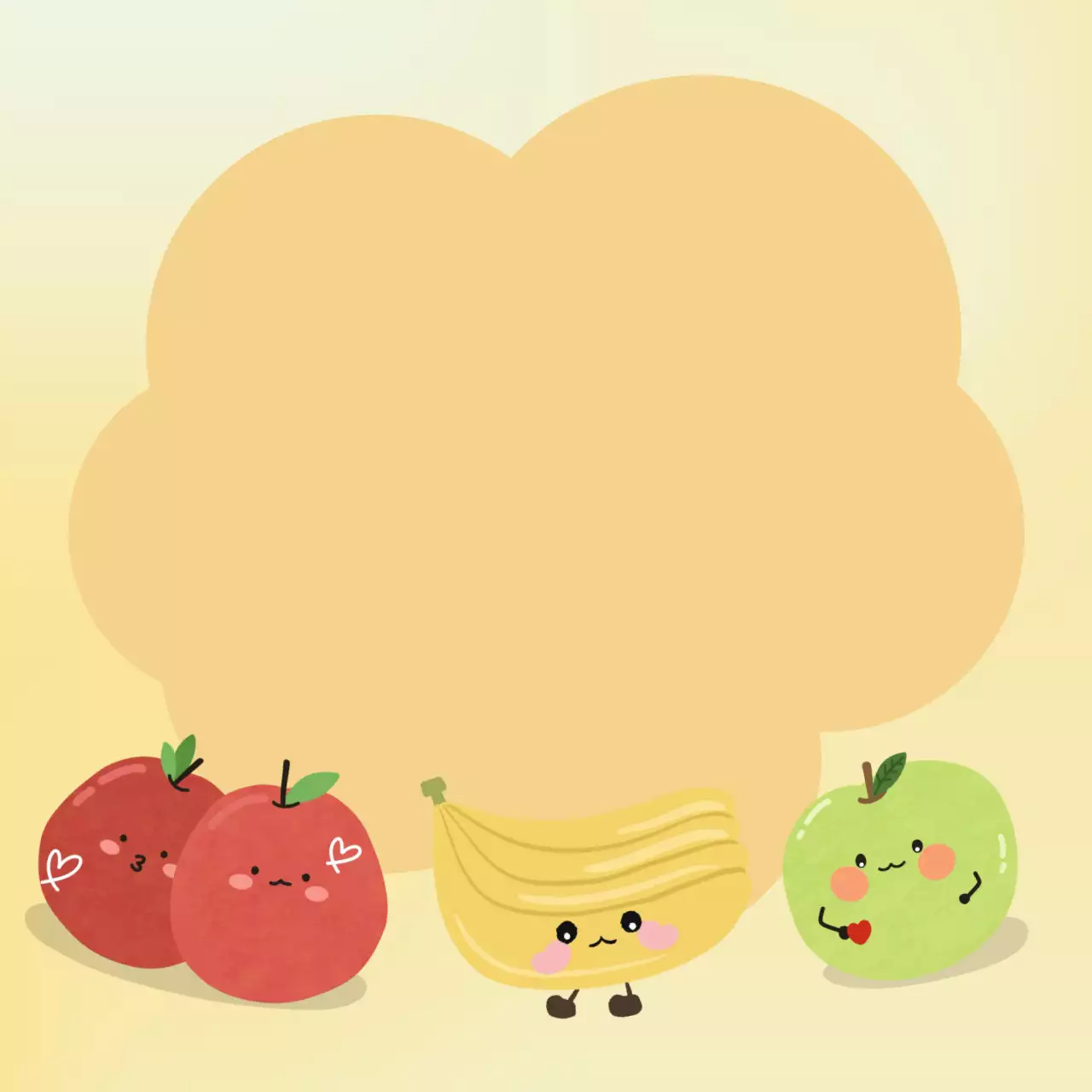 노란 귀여운과일 기록 포토프레임