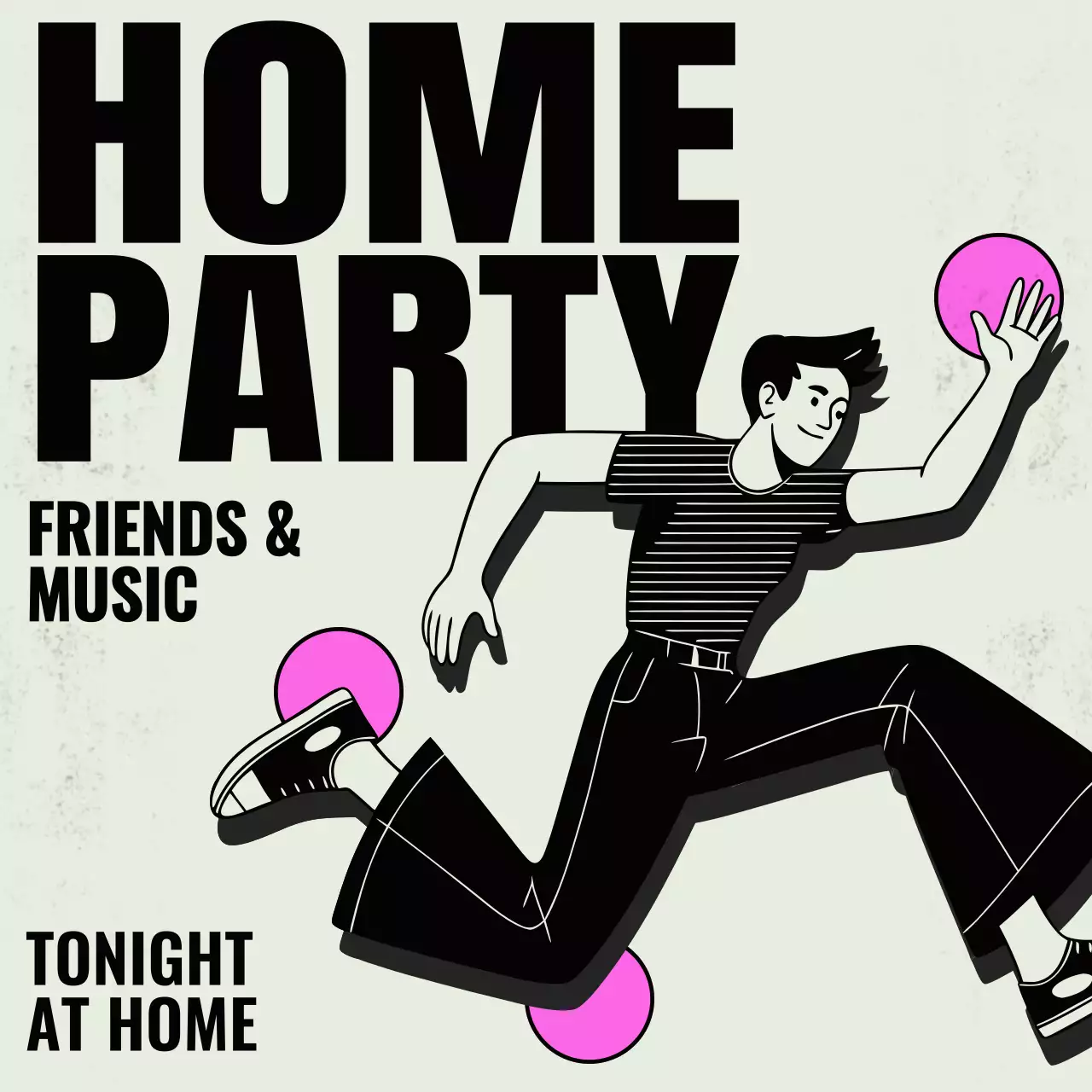 Convite para festa retrô preta - Postagem no Instagram