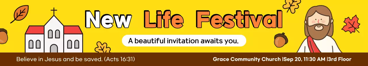 Undangan Festival Penginjilan Sederhana Oranye