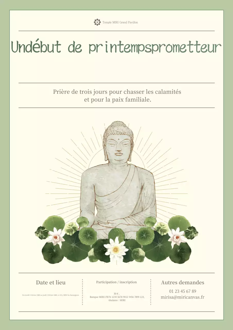 Invitation bouddhiste traditionnelle Kaki