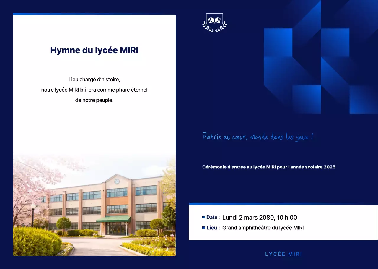 Guide des événements de l'école Blue Simple