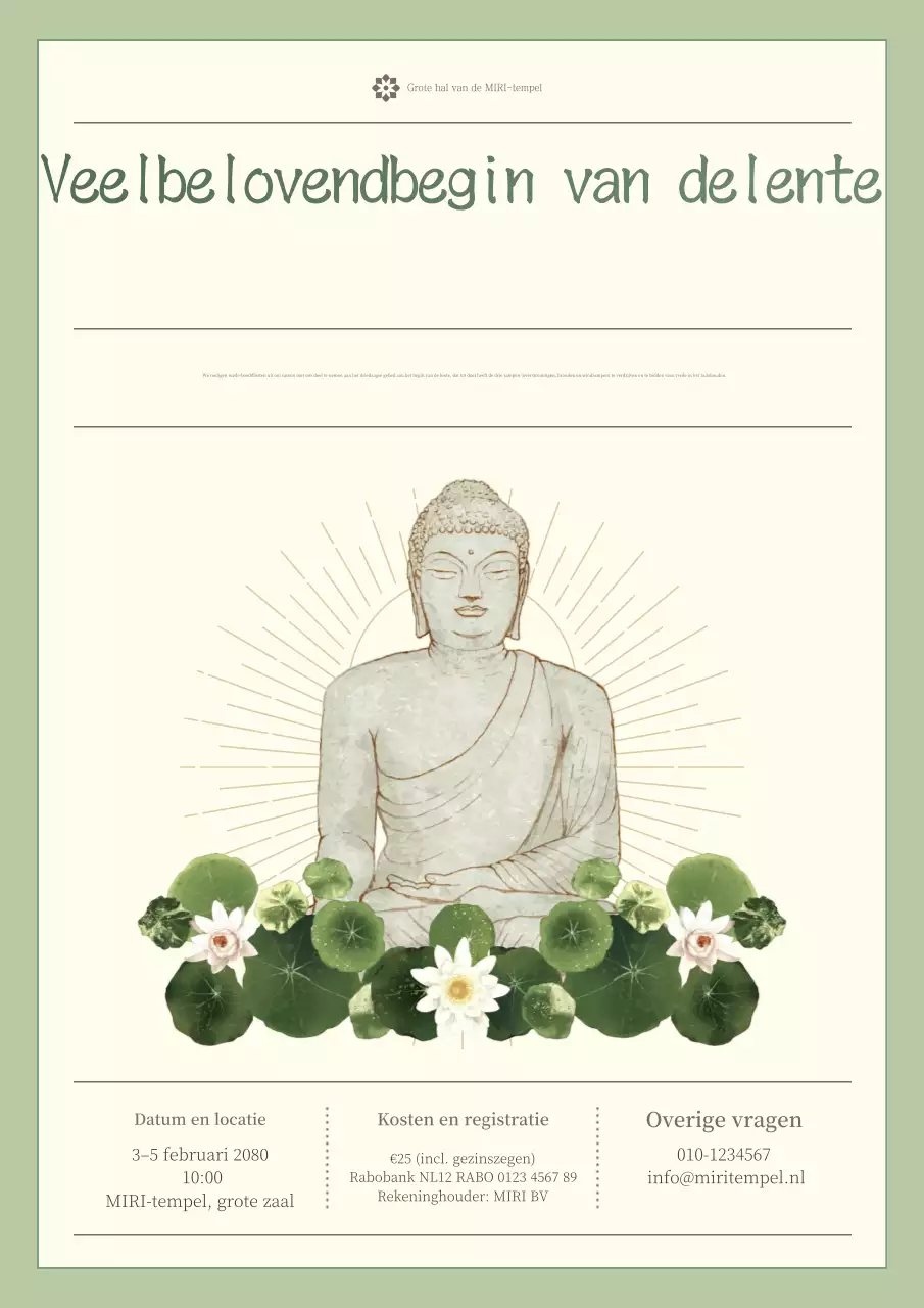 Kaki Traditionele Boeddhistische Uitnodiging