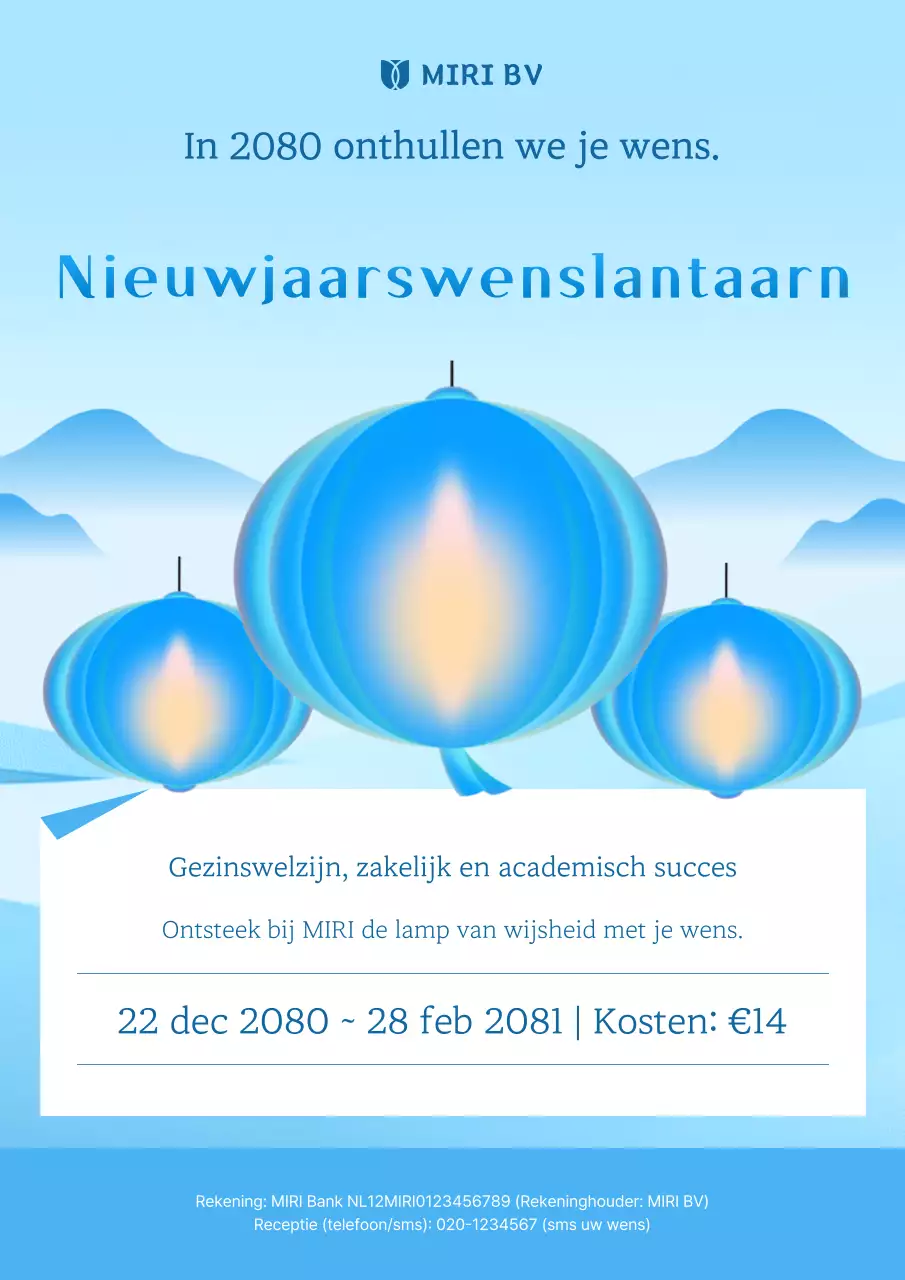 Hemelsblauw Eenvoudig Nieuwjaarsevenement