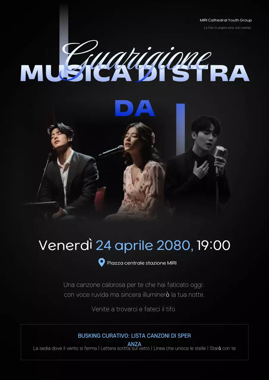 Promozione di spettacoli di musica moderna nera