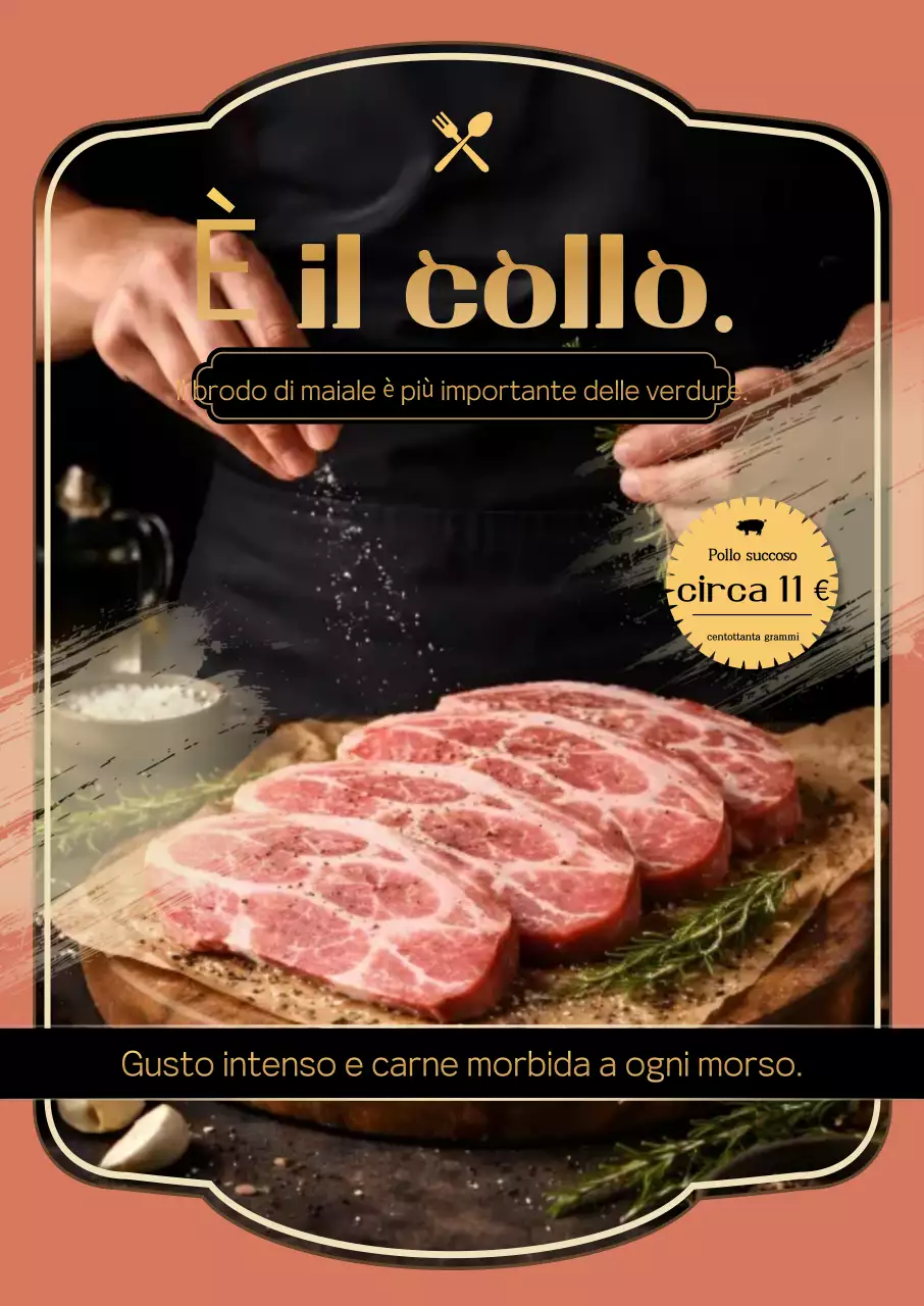 Pubblicità di carne vintage arancione