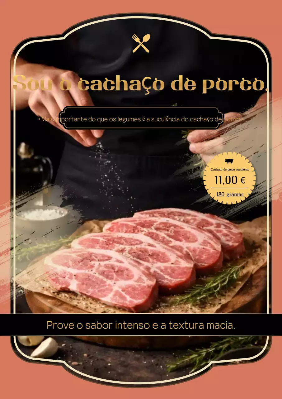 Anúncio de carne vintage laranja