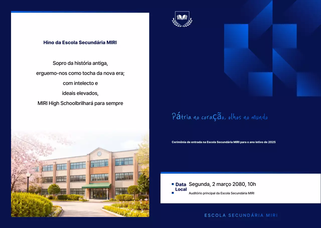 Guia de Eventos Escolares Simples Azul