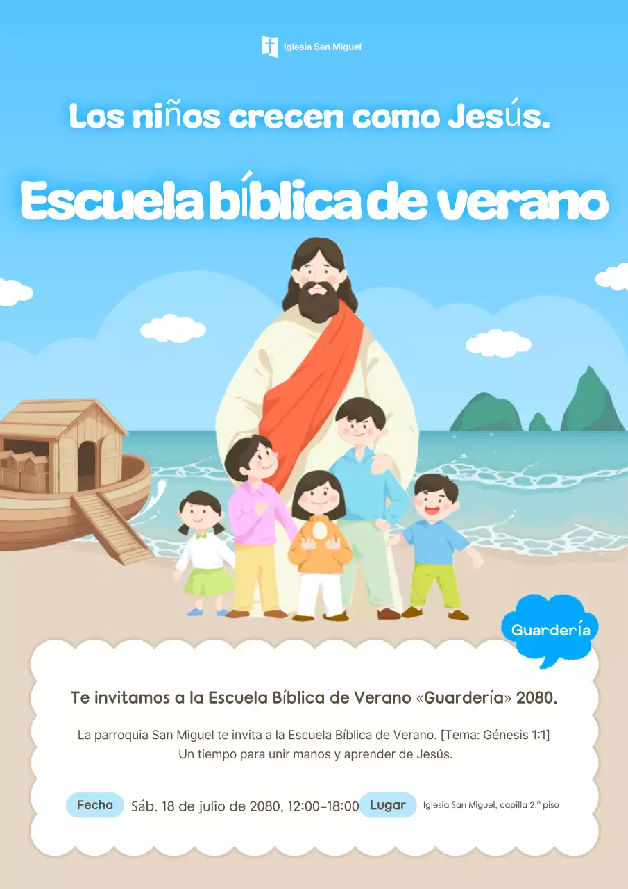 Guía educativa bíblica para bebés de color azul cielo