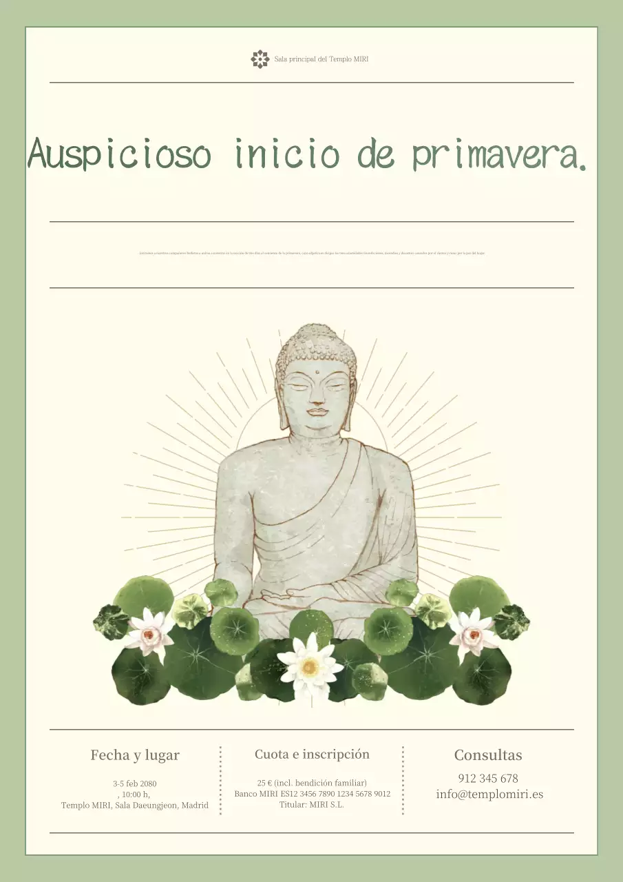 Invitación budista tradicional Kaki