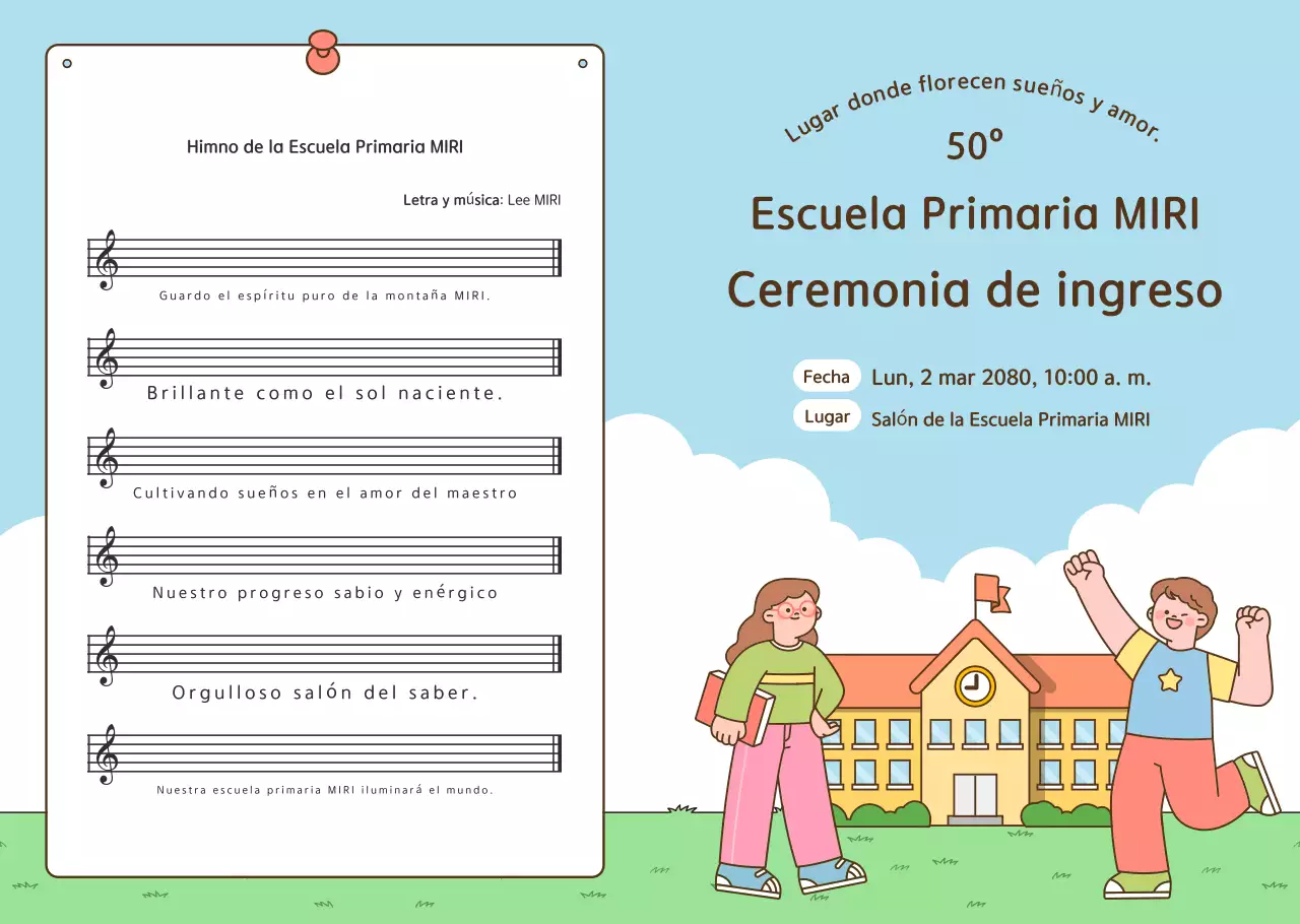 Guía para la ceremonia de entrada en color azul cielo