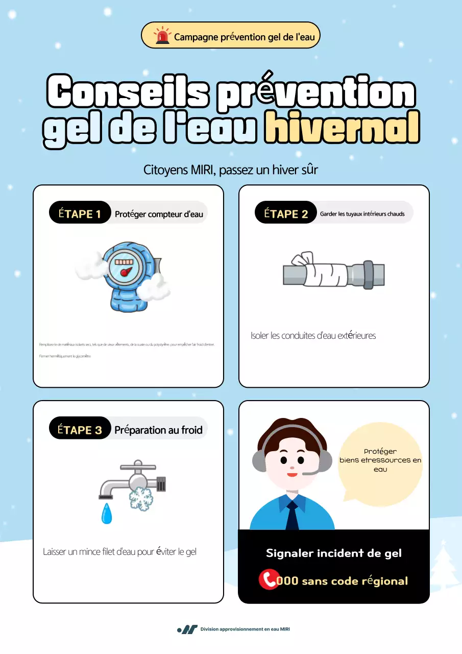 Consignes de sécurité aquatique hivernales Sky Blue Clean