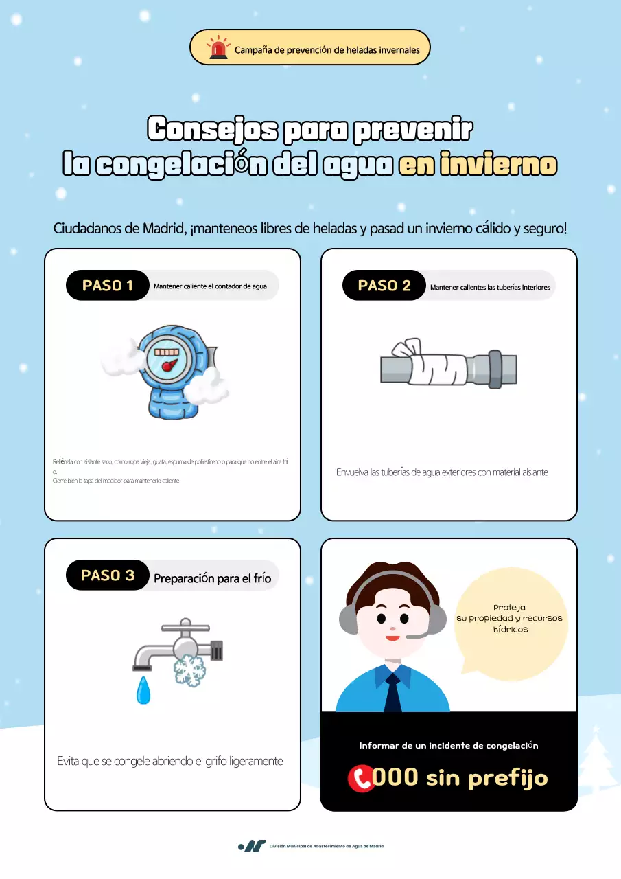 Pautas de seguridad para el agua limpia en invierno de Sky Blue