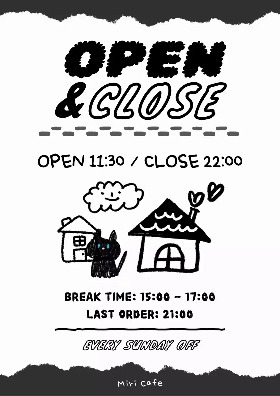 블랙 심플 낙서 운영시간 안내