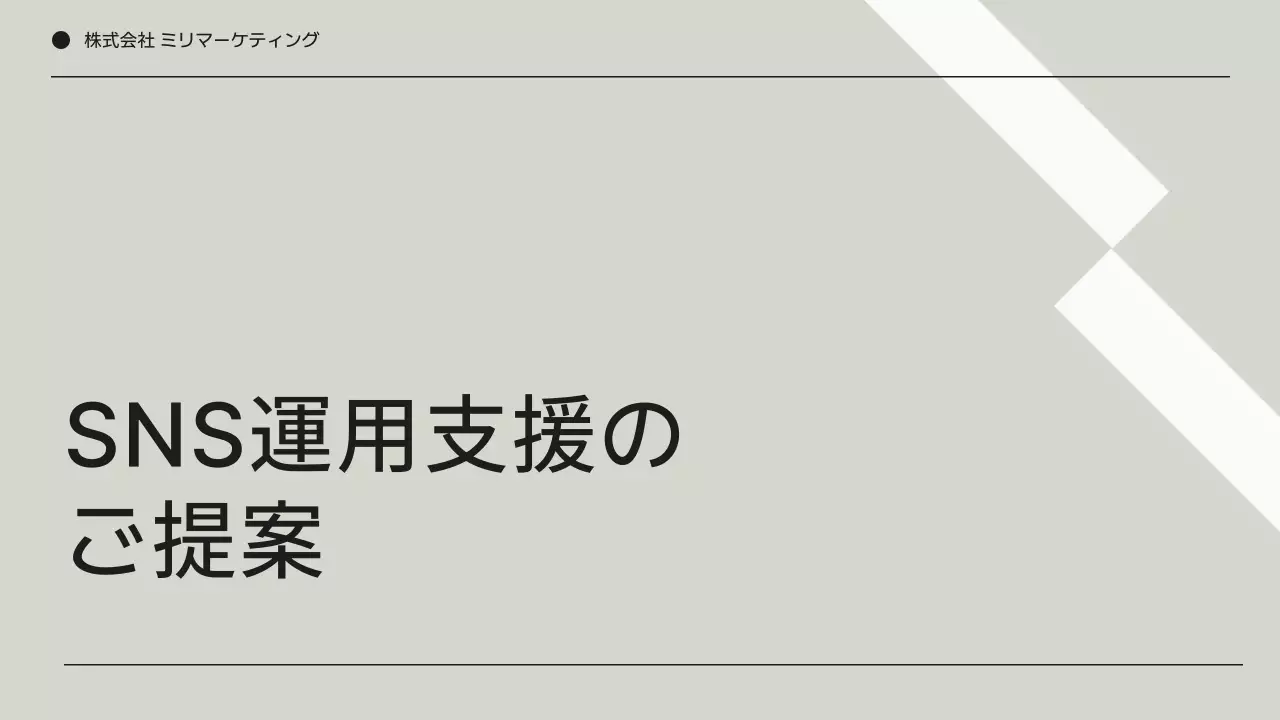 グレー シンプル エスエヌエス 提案書 プレゼンテーション