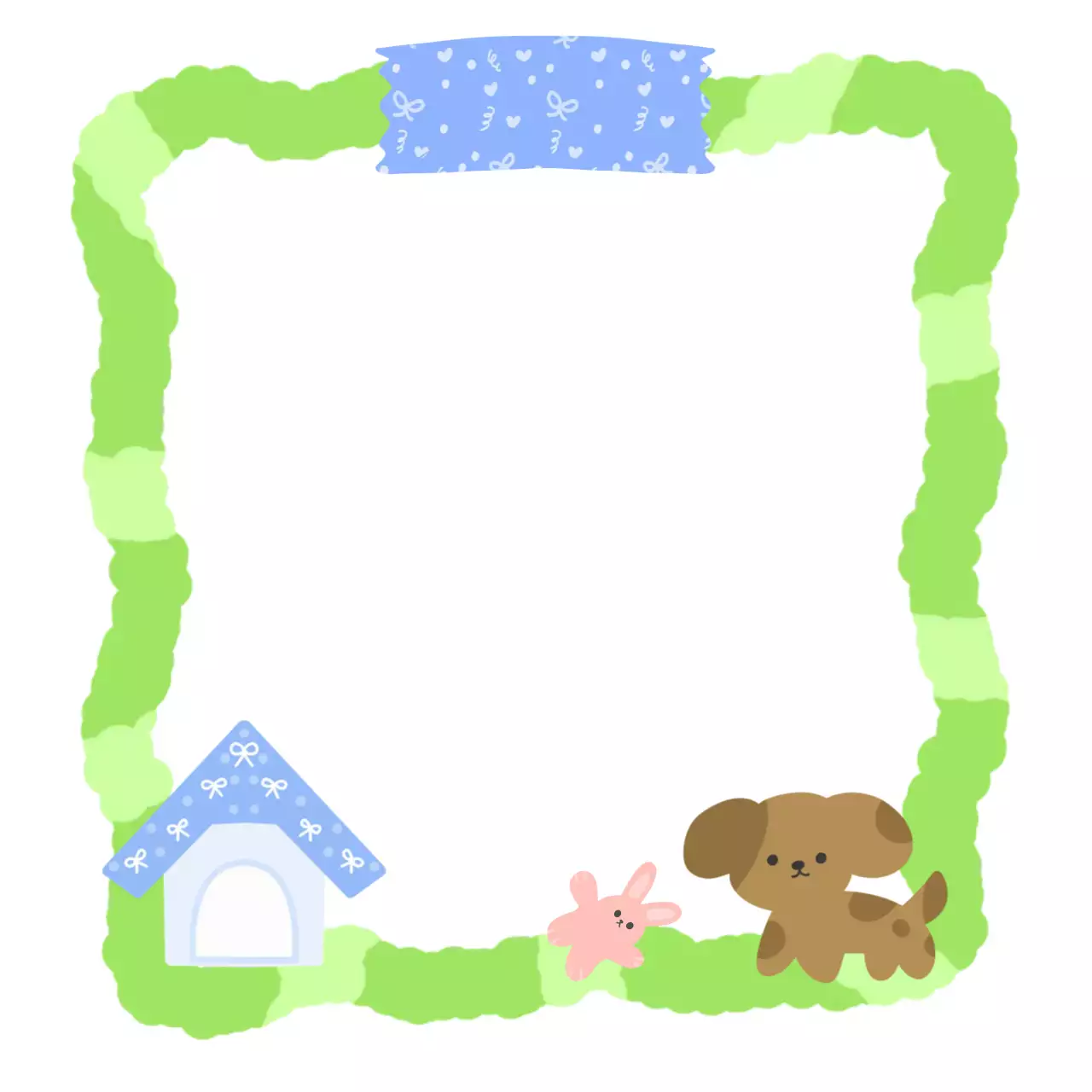 연두 아기자기한 동물 프레임