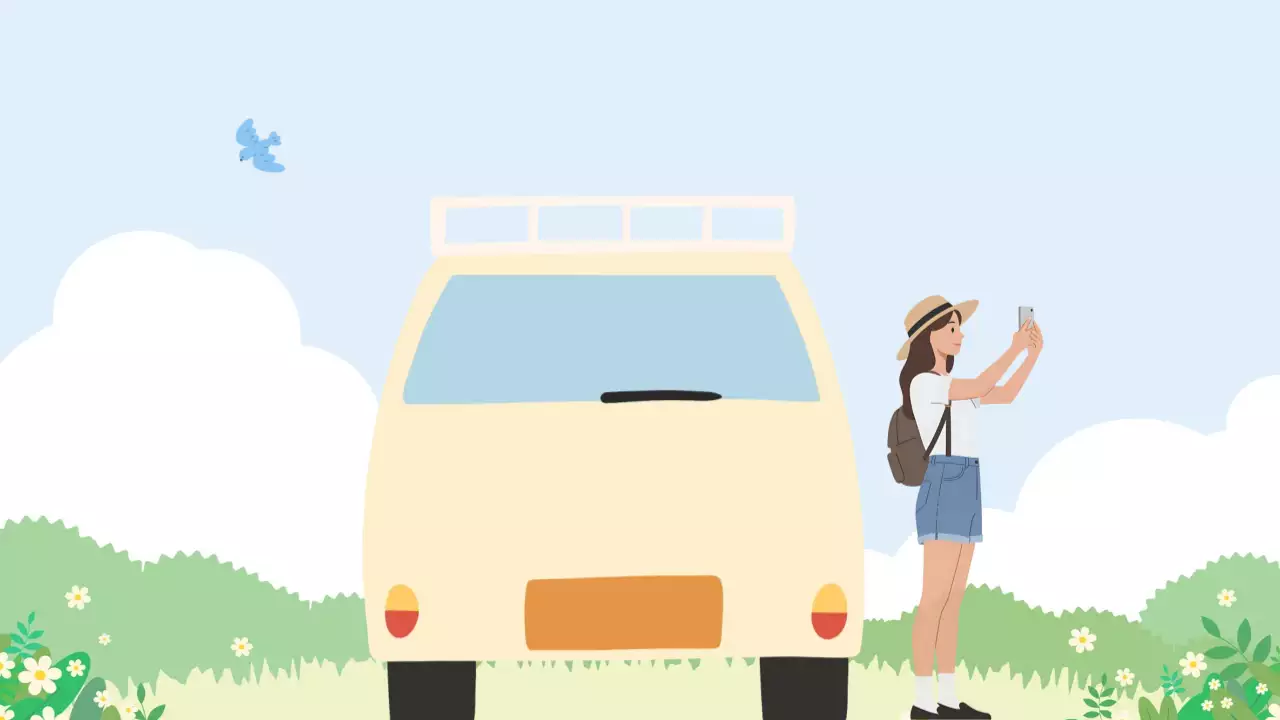 하늘색 심플 여행 포토프레임