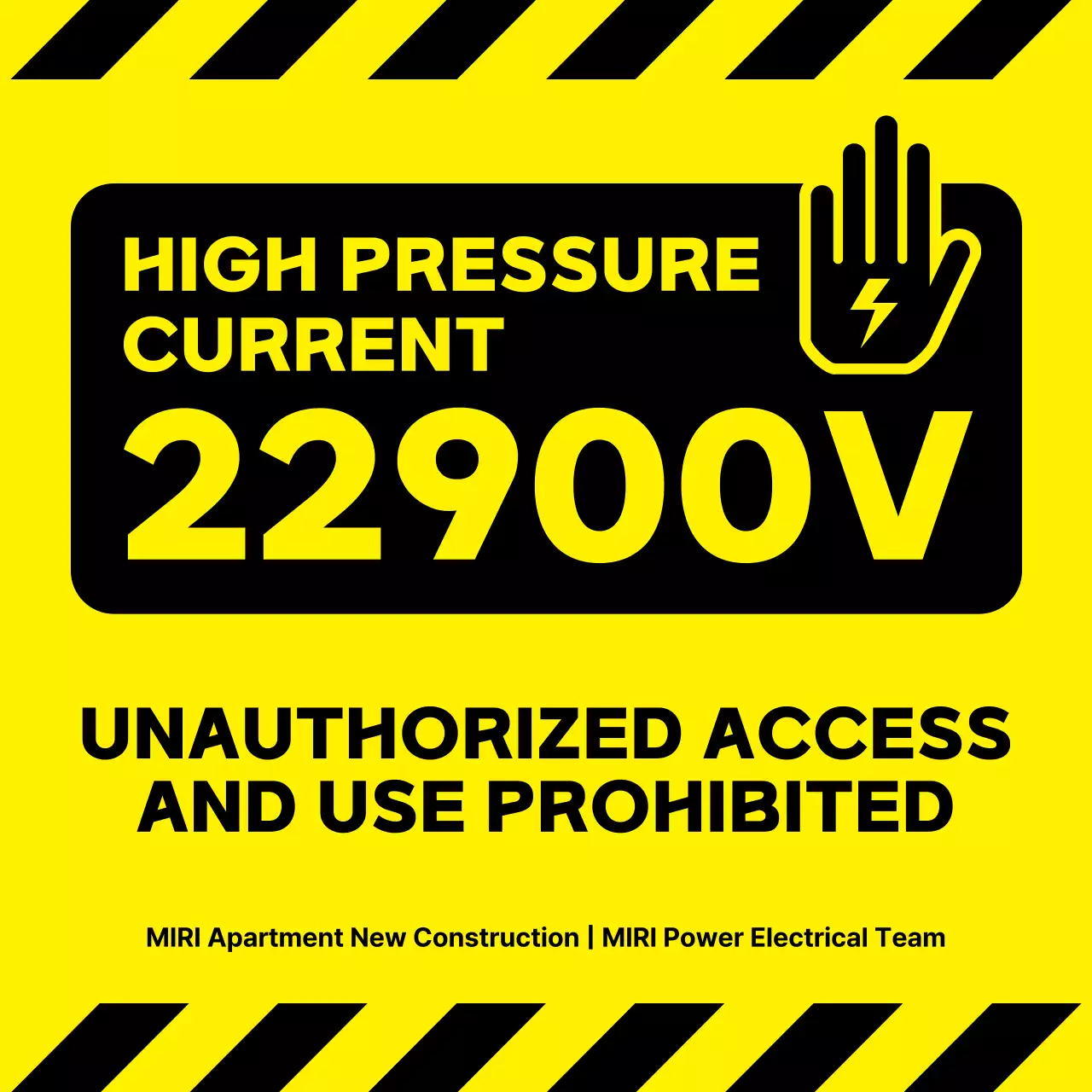 aviso elétrico em amarelo negrito