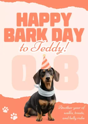 Blue Playful Dog Birthday Invitation Poster