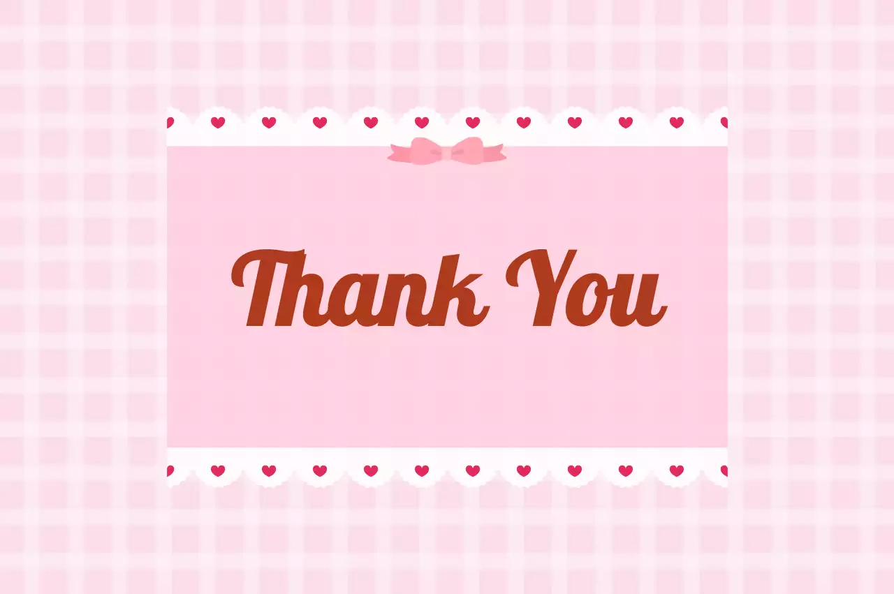 pink retro thank you card
