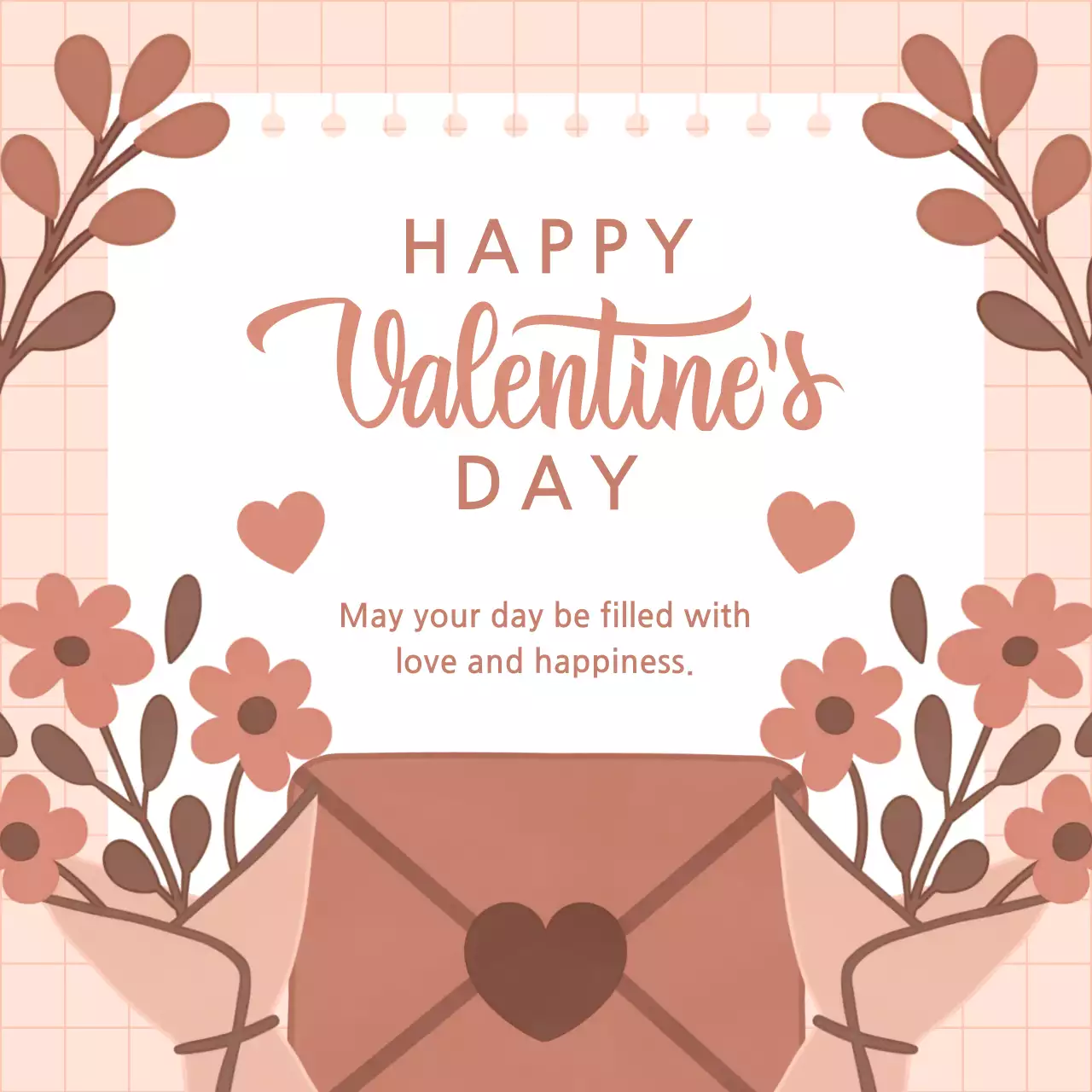 Beige Floral Happy Valentine's Greeting