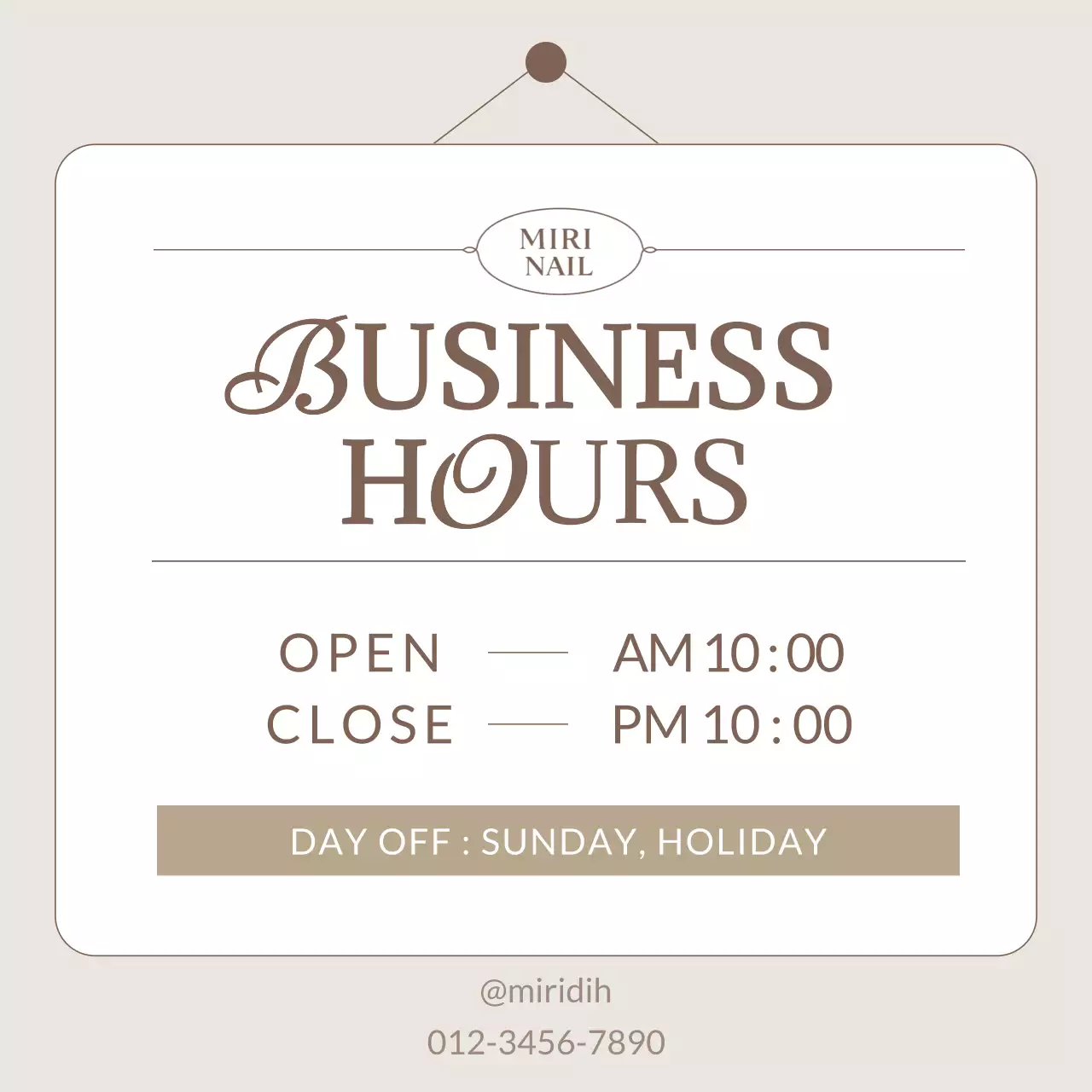 베이지 깔끔 영업시간 안내