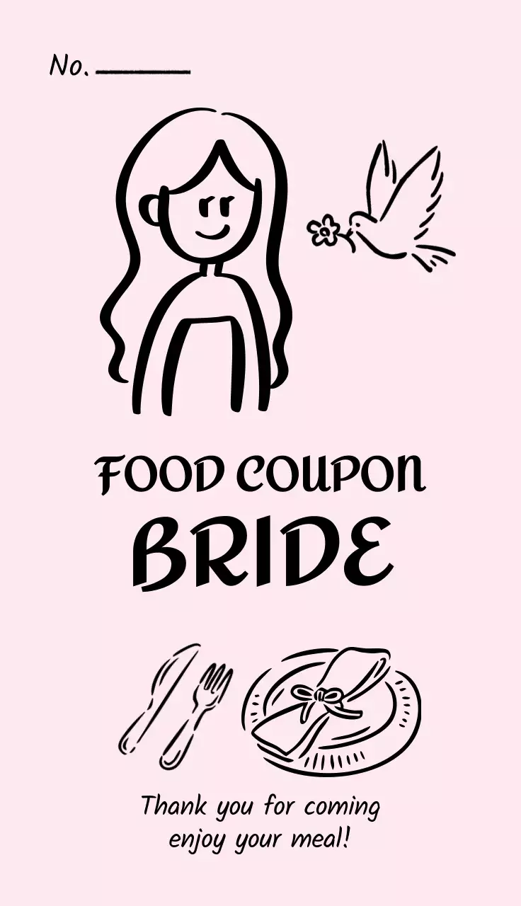 핑크 아기자기한 결혼 쿠폰