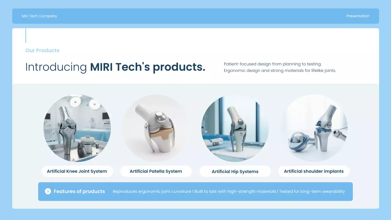 파란색 현대 정형외과 프레젠테이션