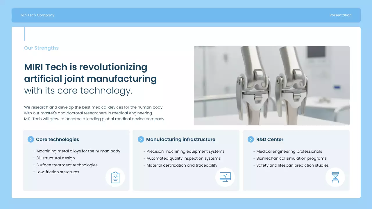 파란색 현대 정형외과 프레젠테이션