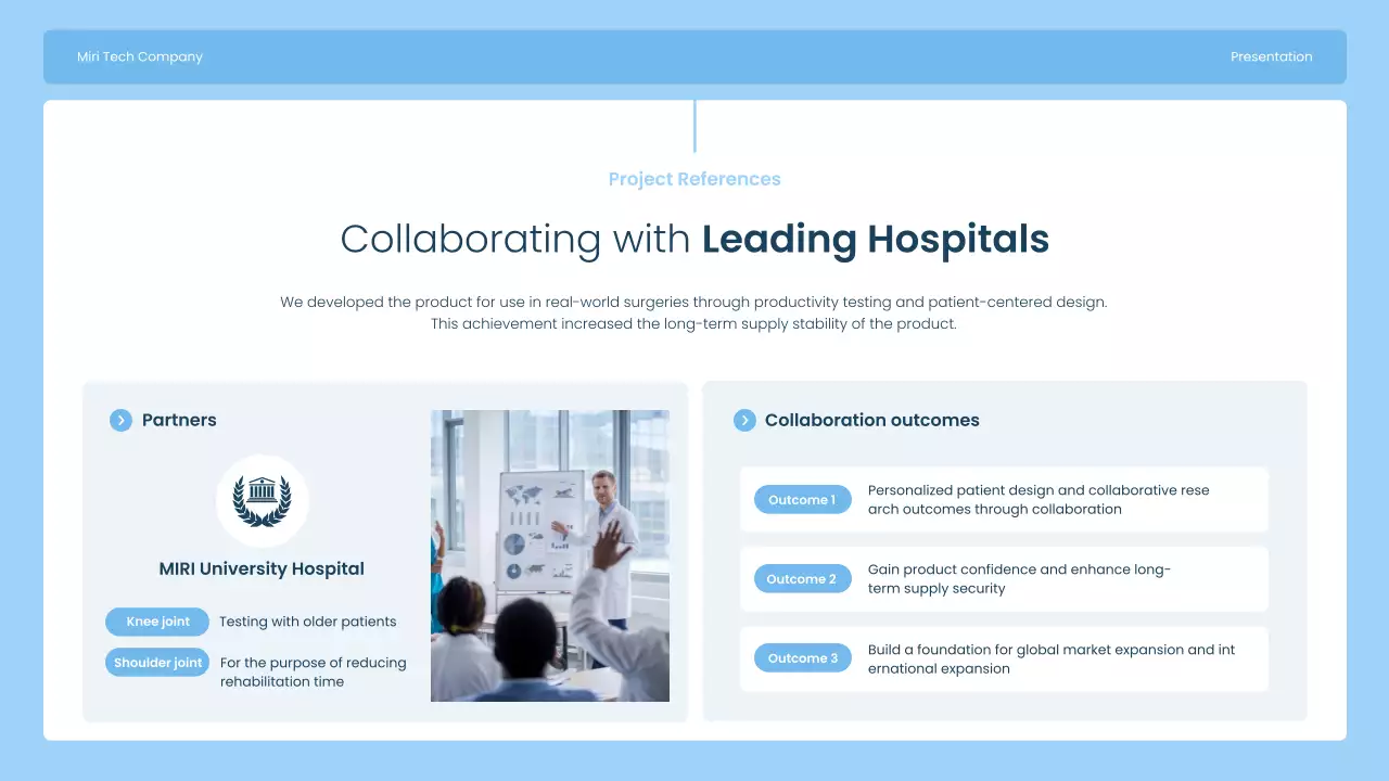 파란색 현대 정형외과 프레젠테이션