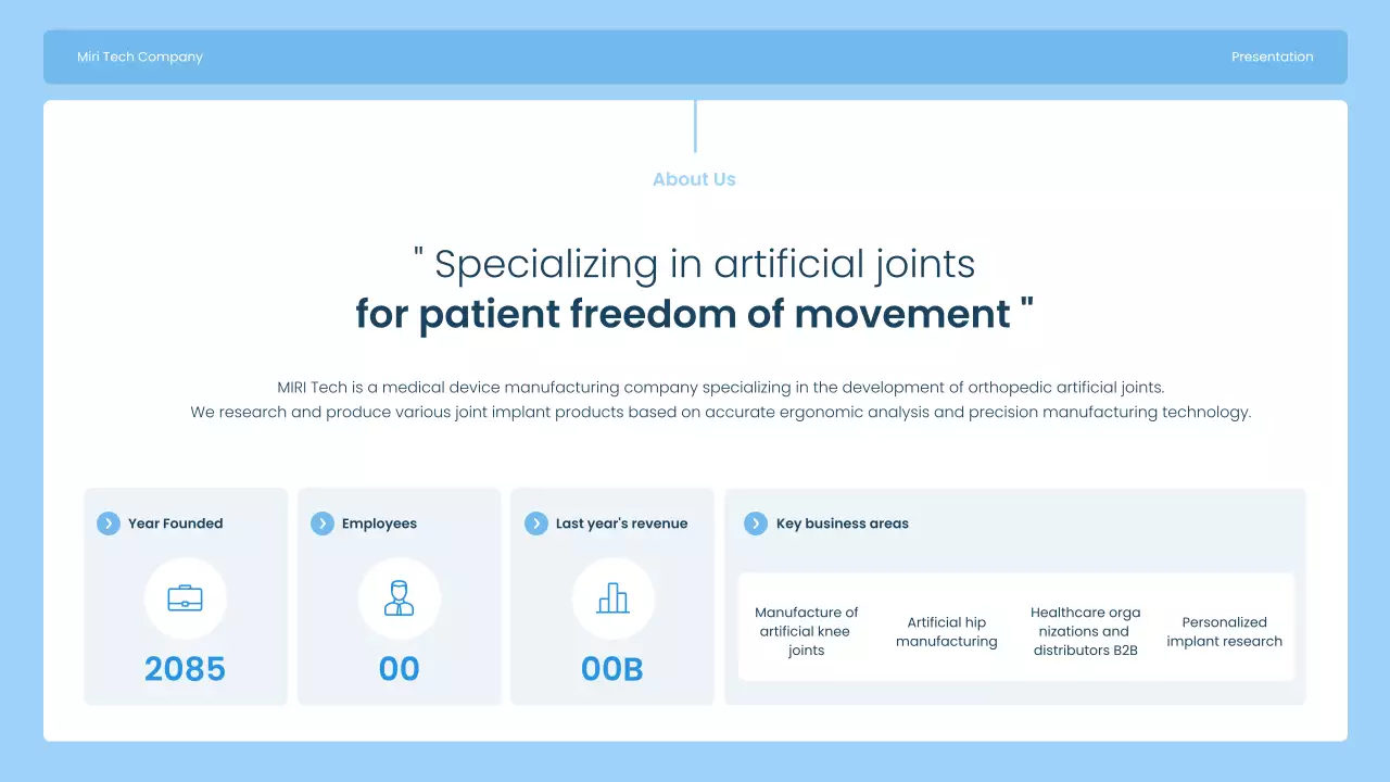 파란색 현대 정형외과 프레젠테이션