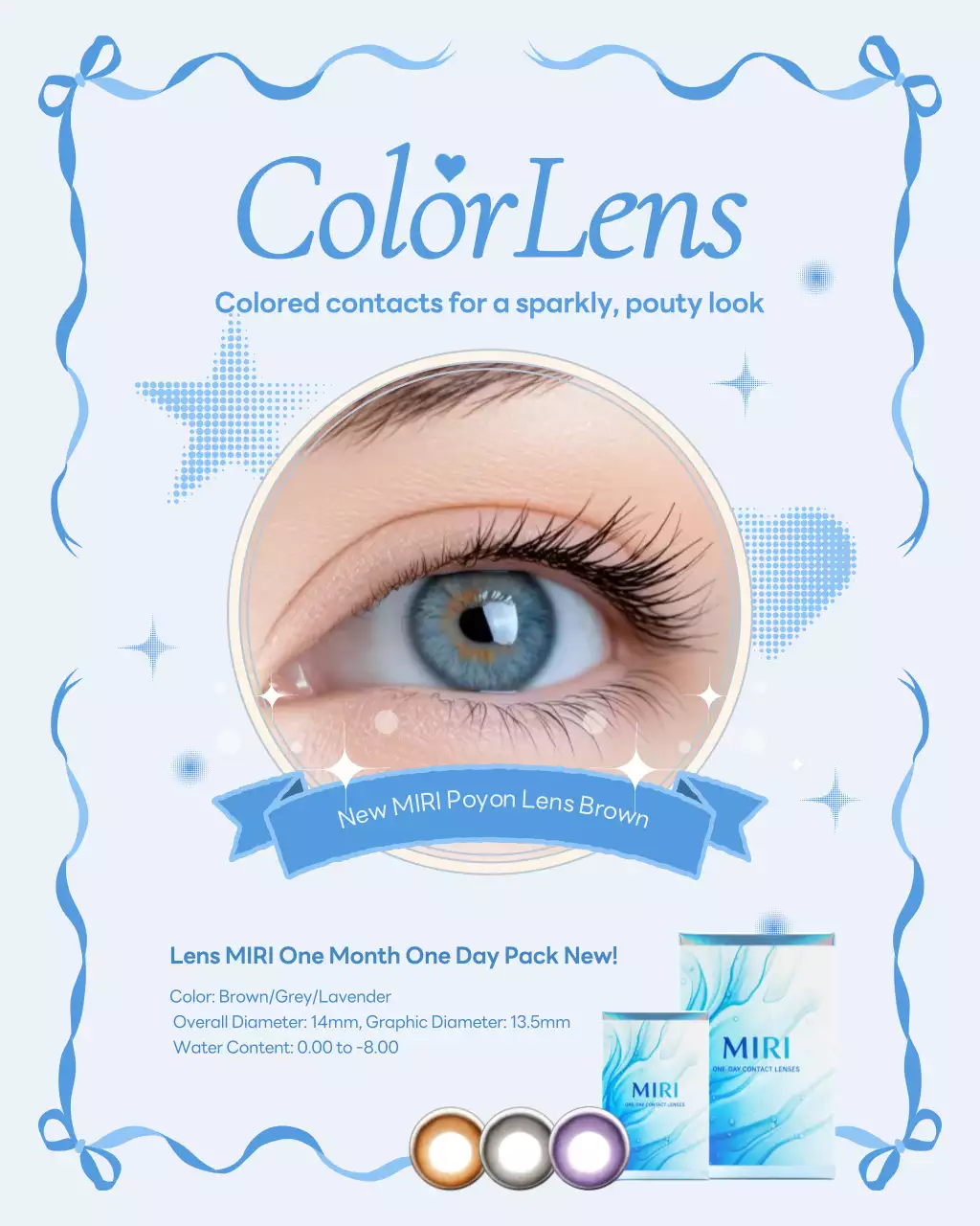 blue modern contact lenses advertisement