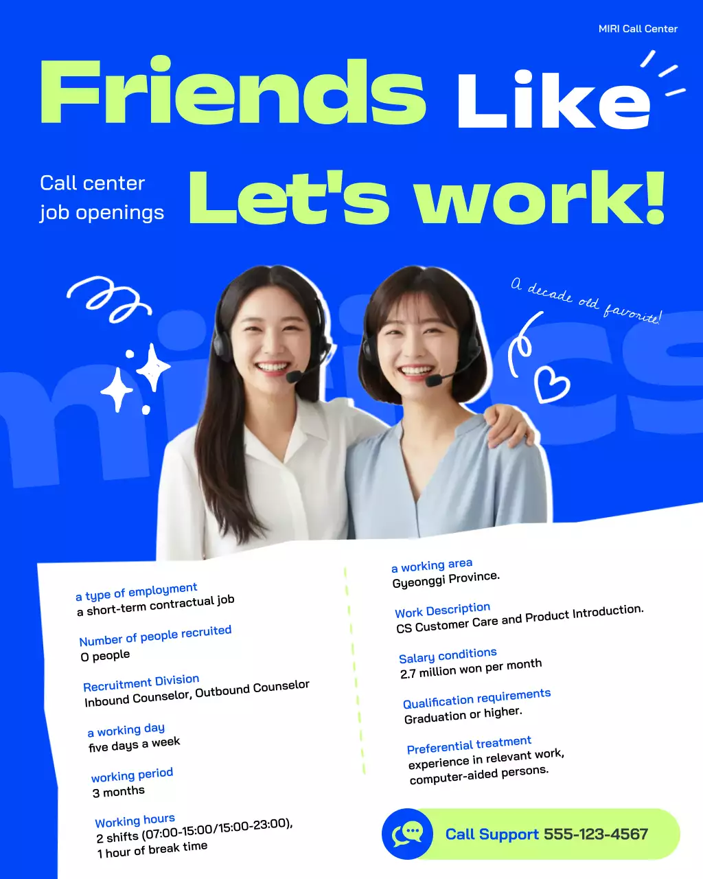 blue modern call center recruitment