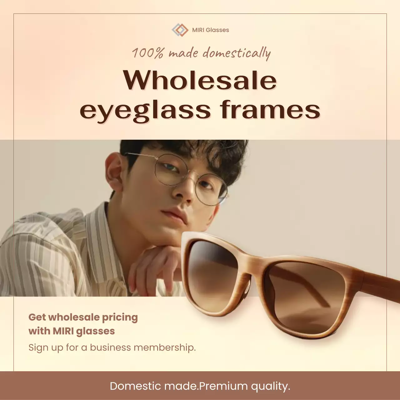 promoção de óculos modernos bege