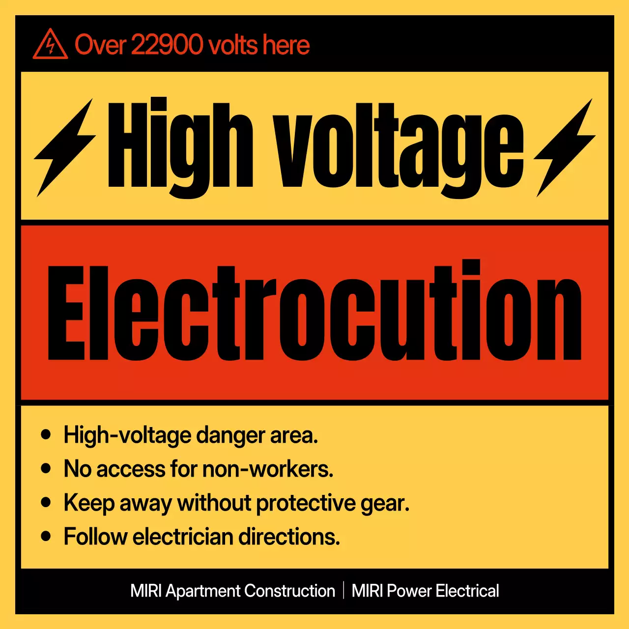 aviso de segurança em amarelo negrito