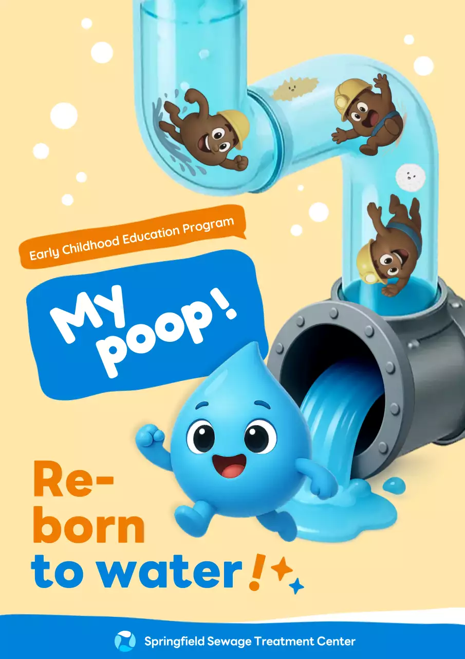 guia de educação sobre água em desenho animado bege