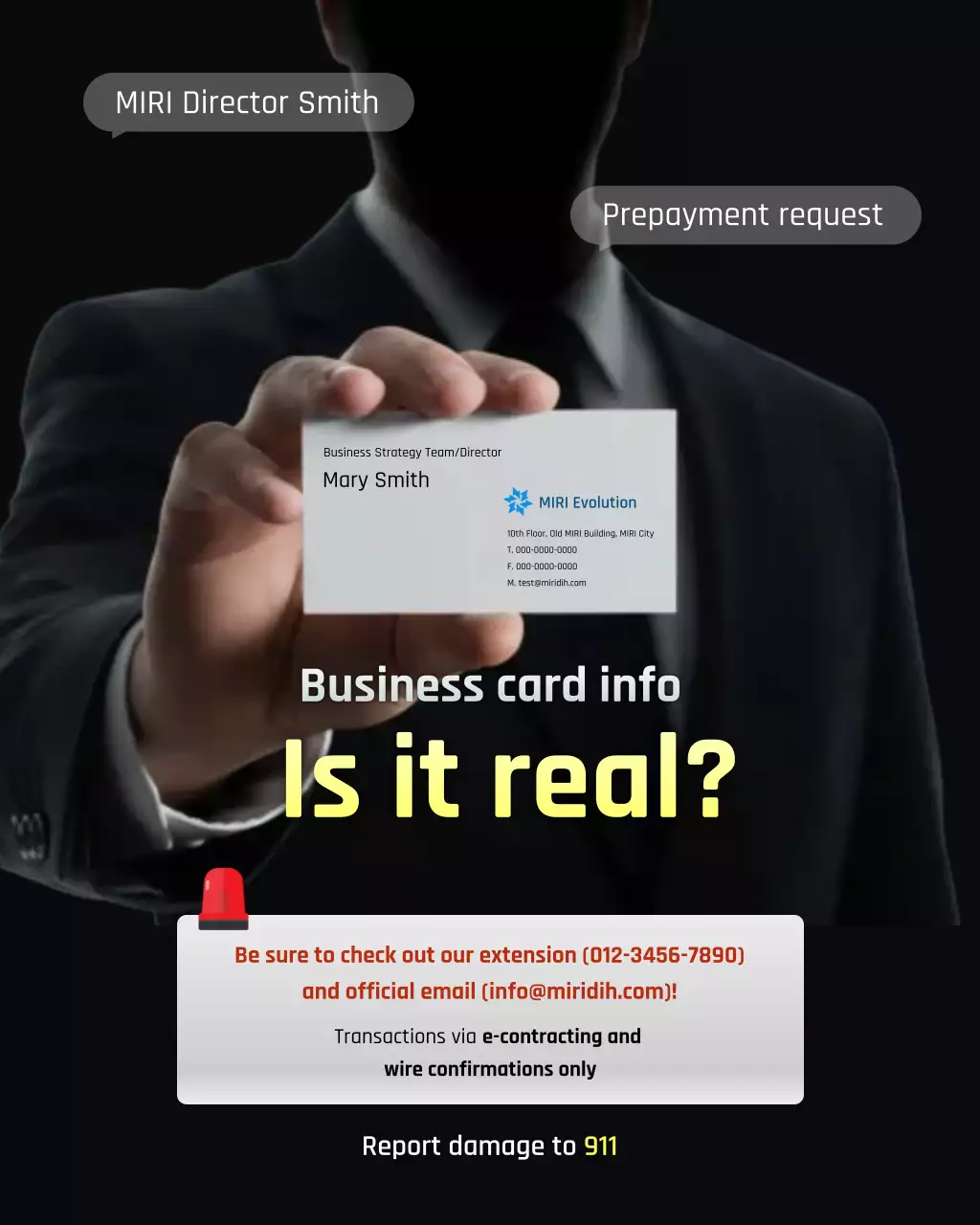 black professional business card warning