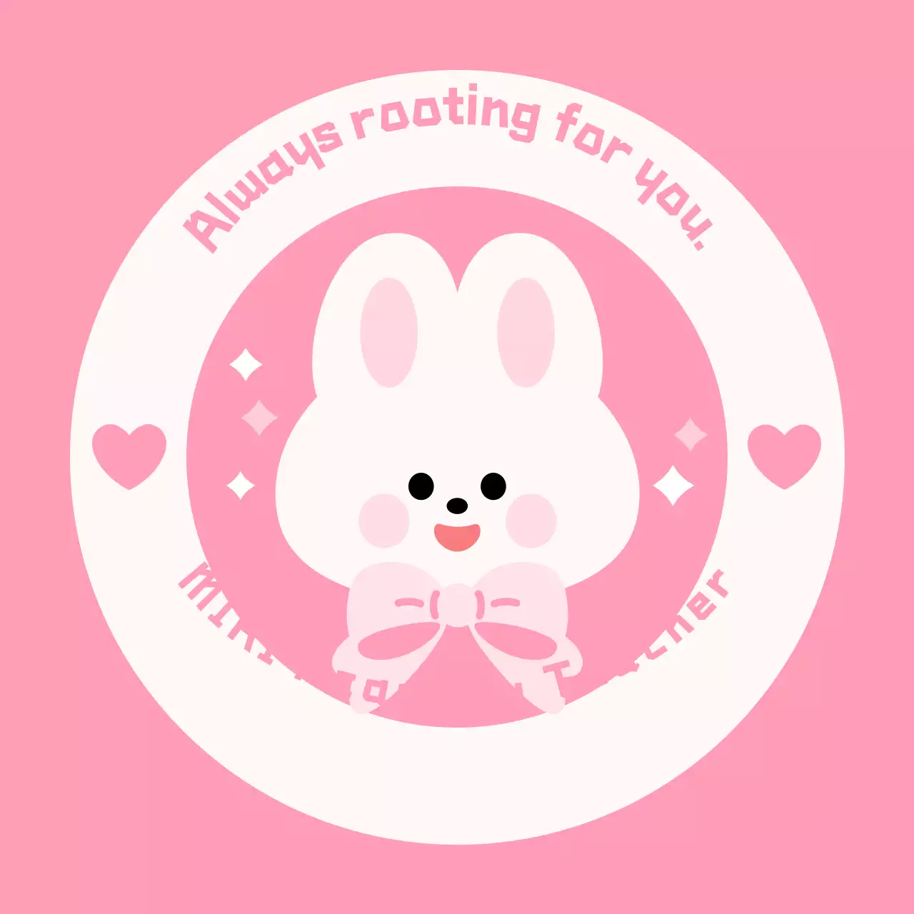 Pink cute character cheering