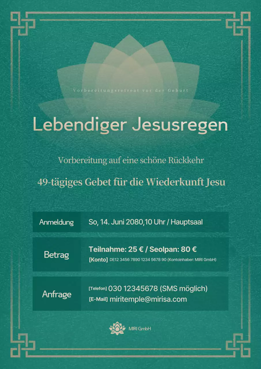 Grüner traditioneller Gebetsleitfaden