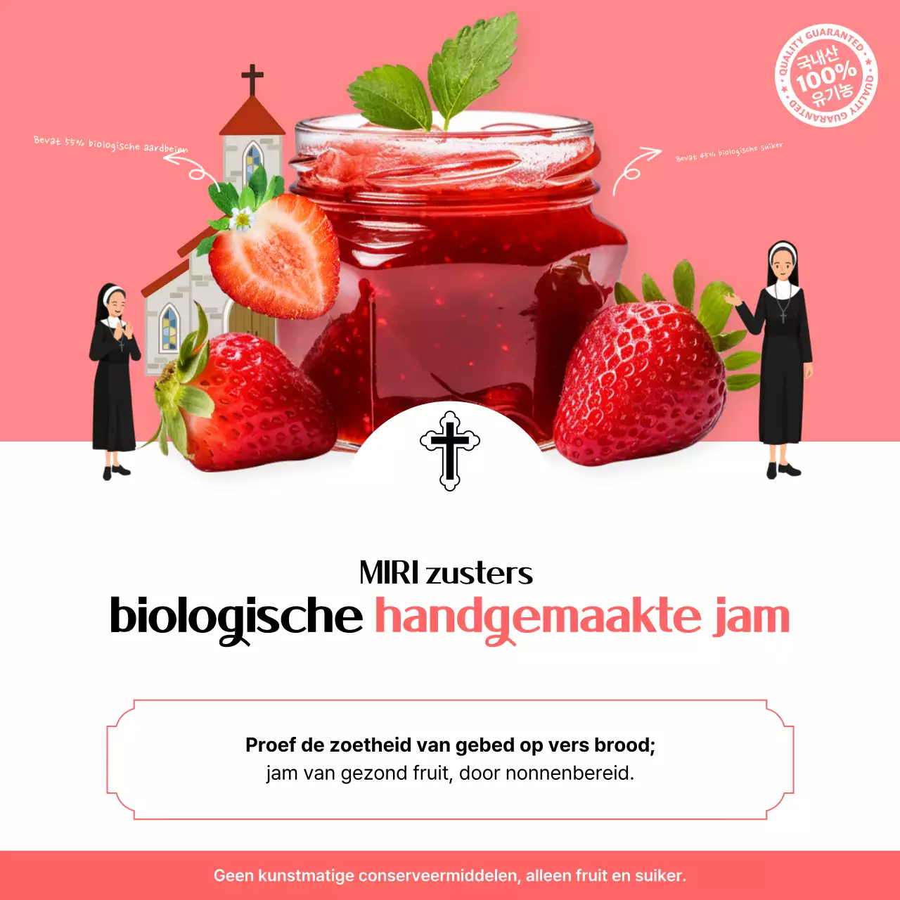 Roze eenvoudige biologische advertentie