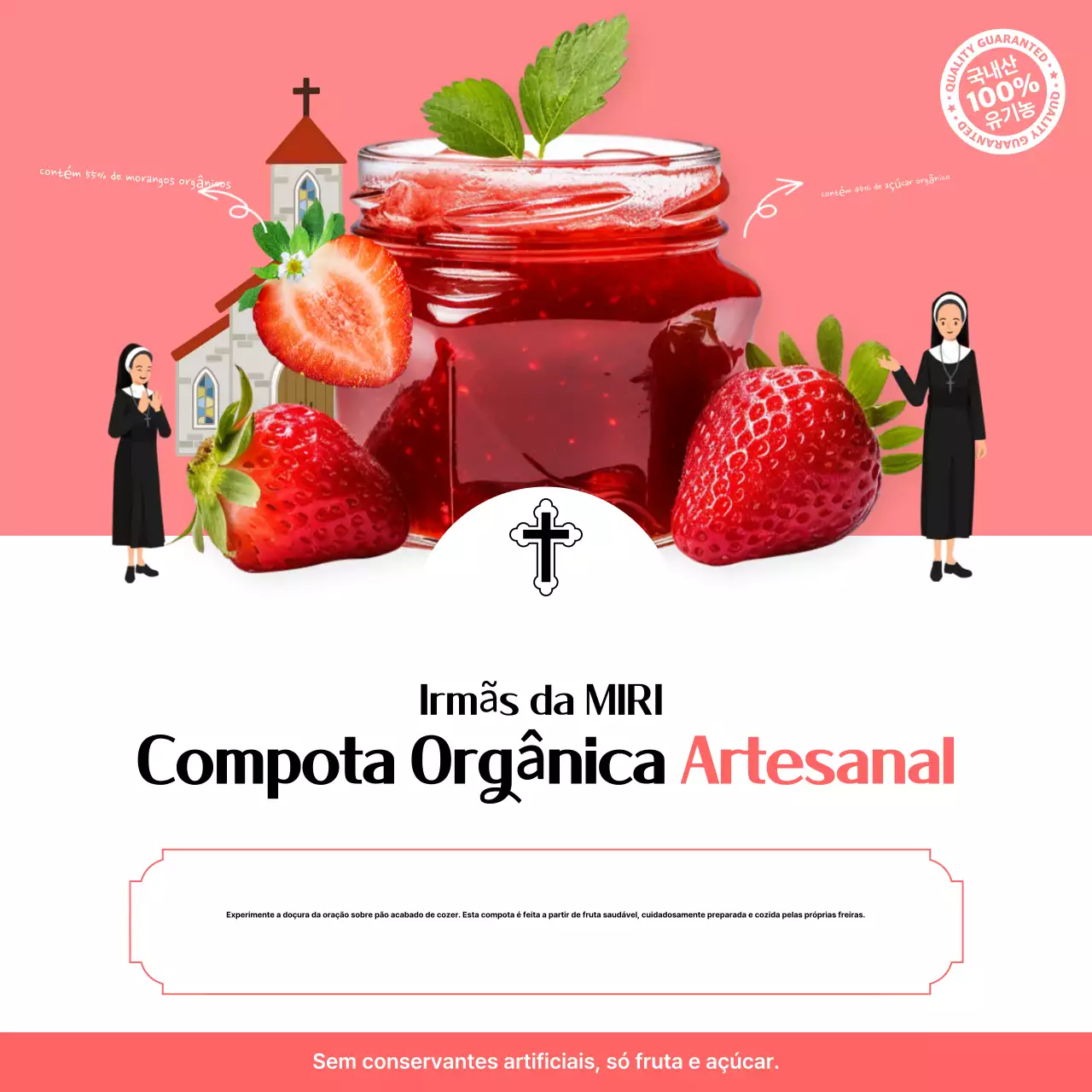 Anúncio orgânico simples e rosa
