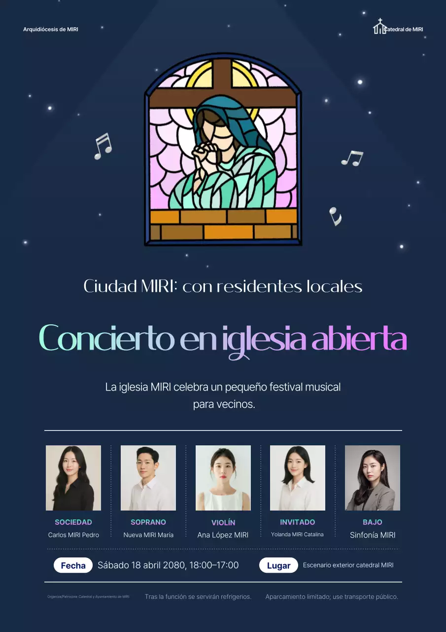 Evento de concierto de música clásica azul