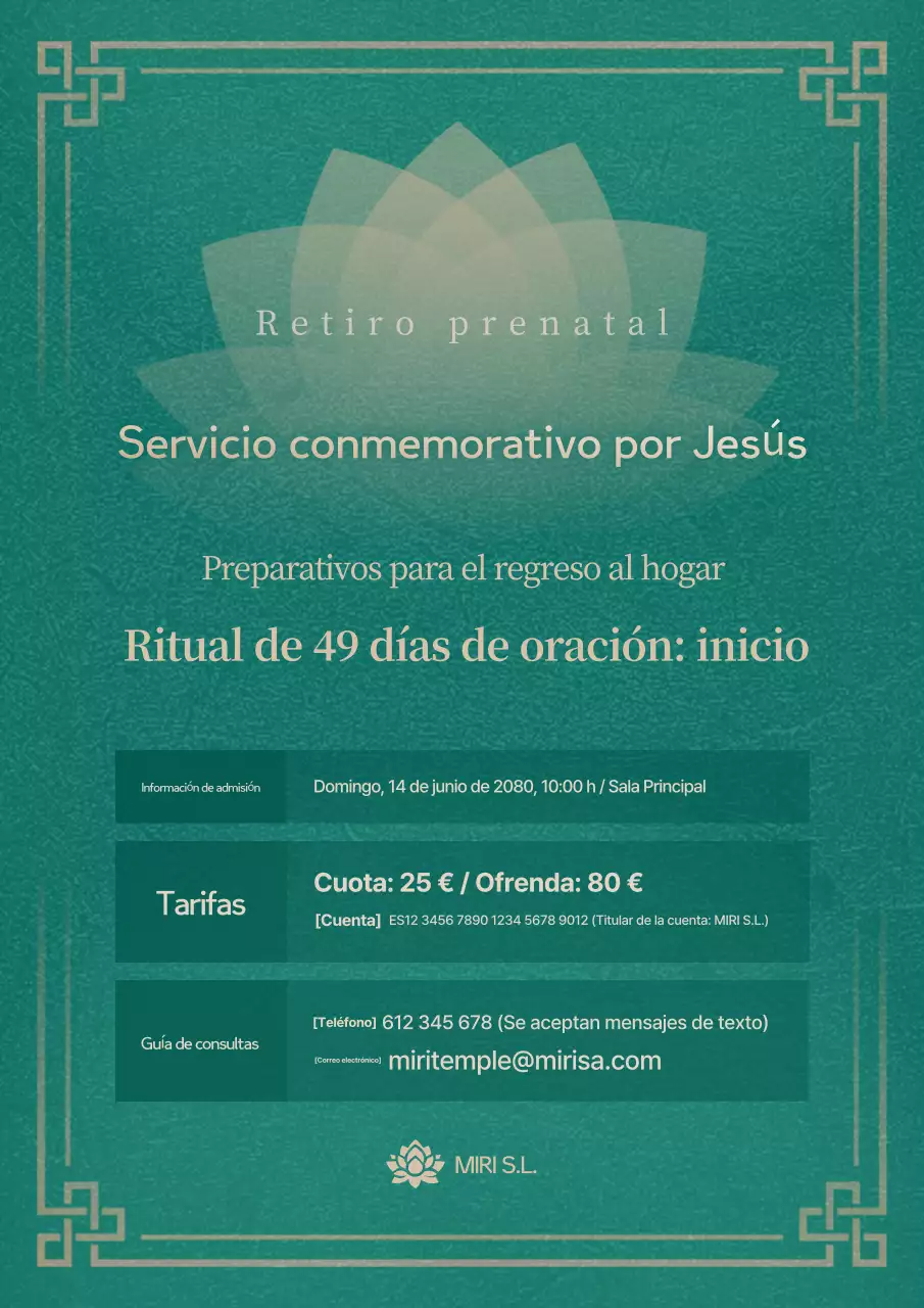 Guía de oración tradicional verde