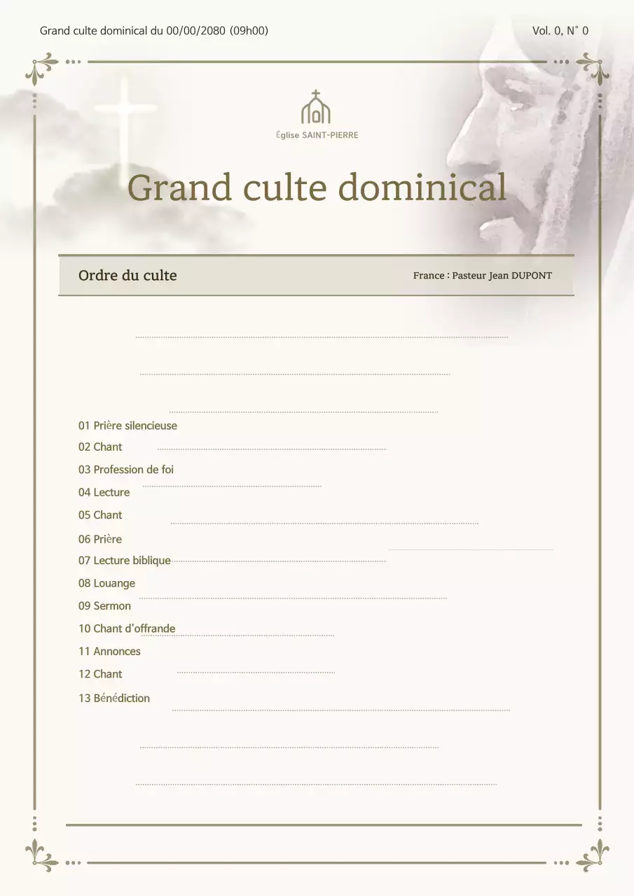 Guide de culte traditionnel beige