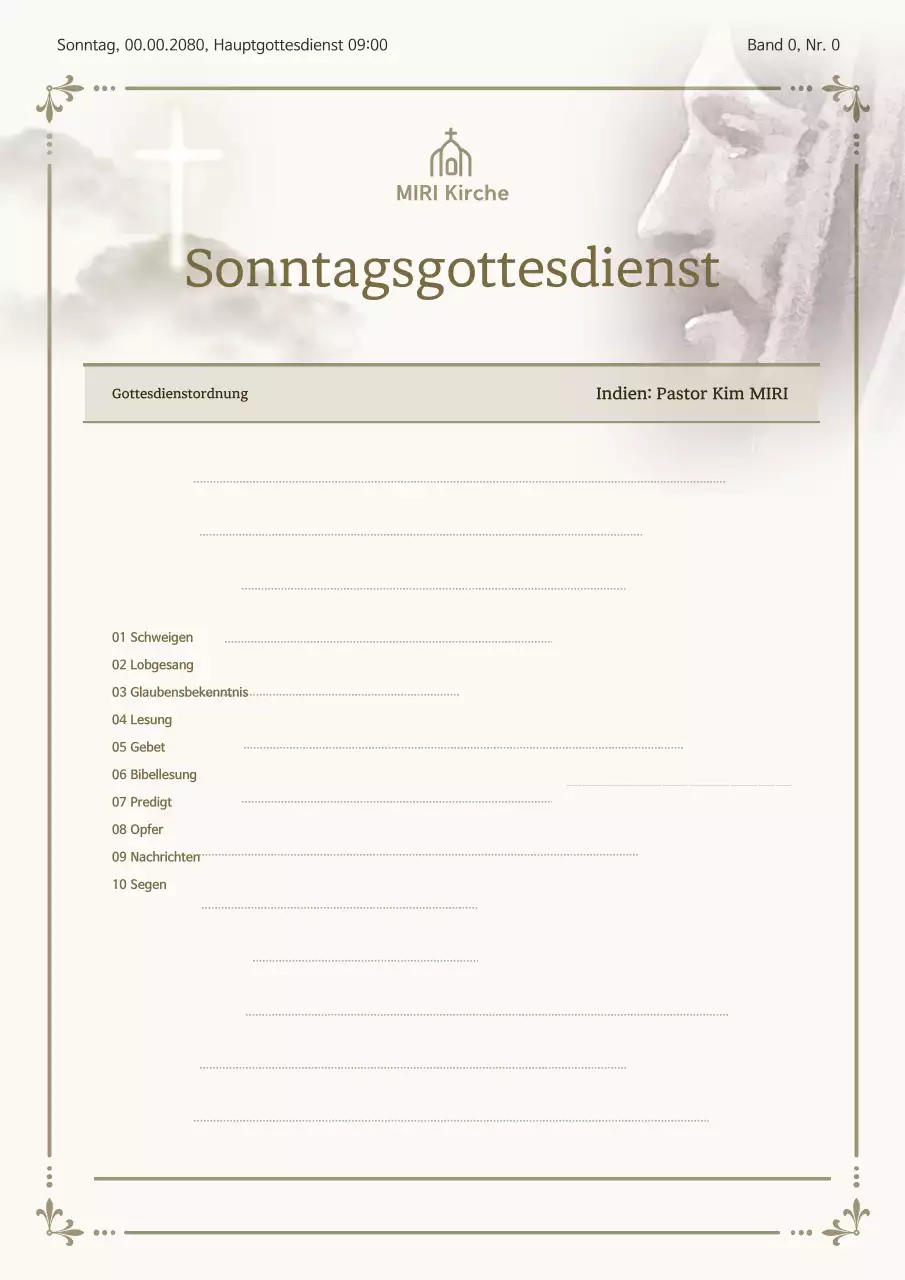 Beige Traditioneller Gottesdienstführer