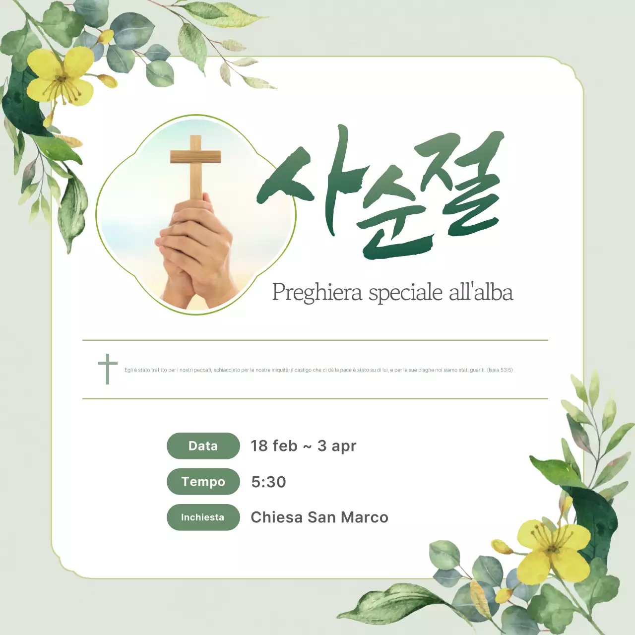 Guida al servizio di incontro di preghiera semplice verde