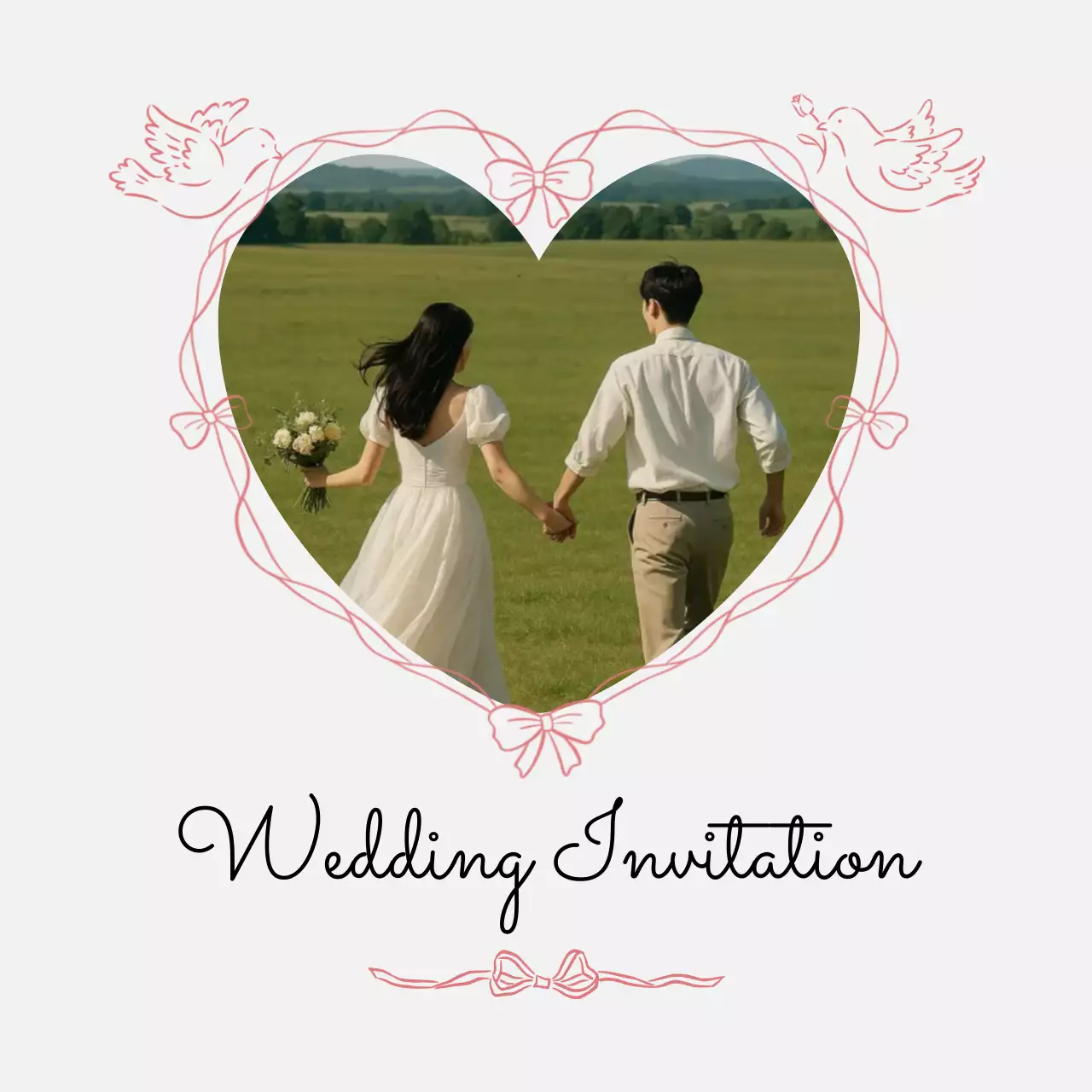 베이지 심플 결혼 초대장