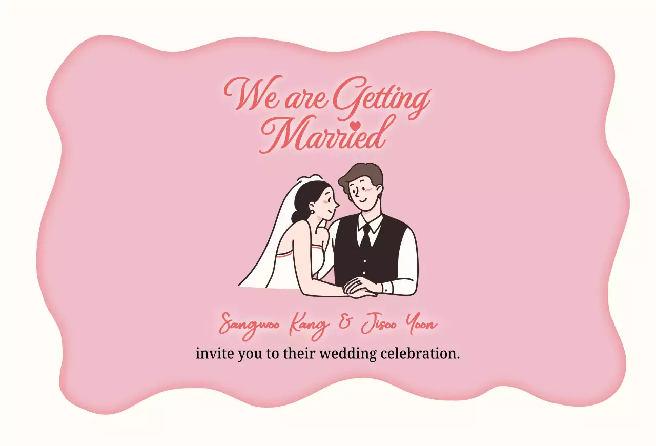 핑크 심플 결혼 초대장