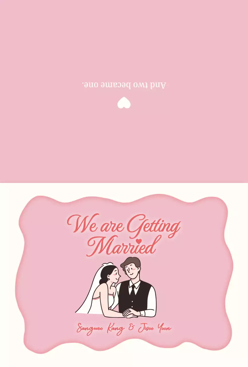 핑크 심플 결혼 초대장