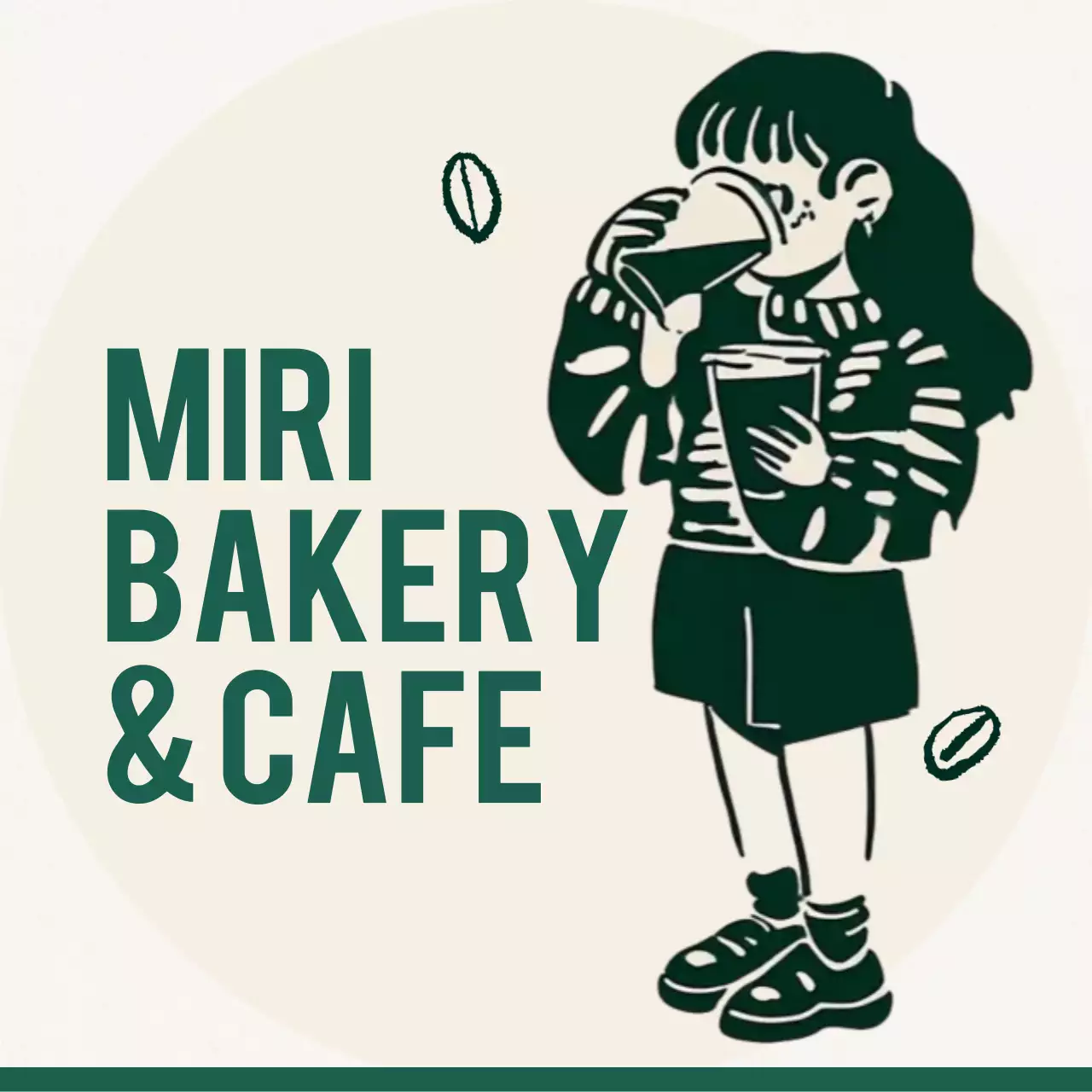 초록 아기자기한 커피 스티커