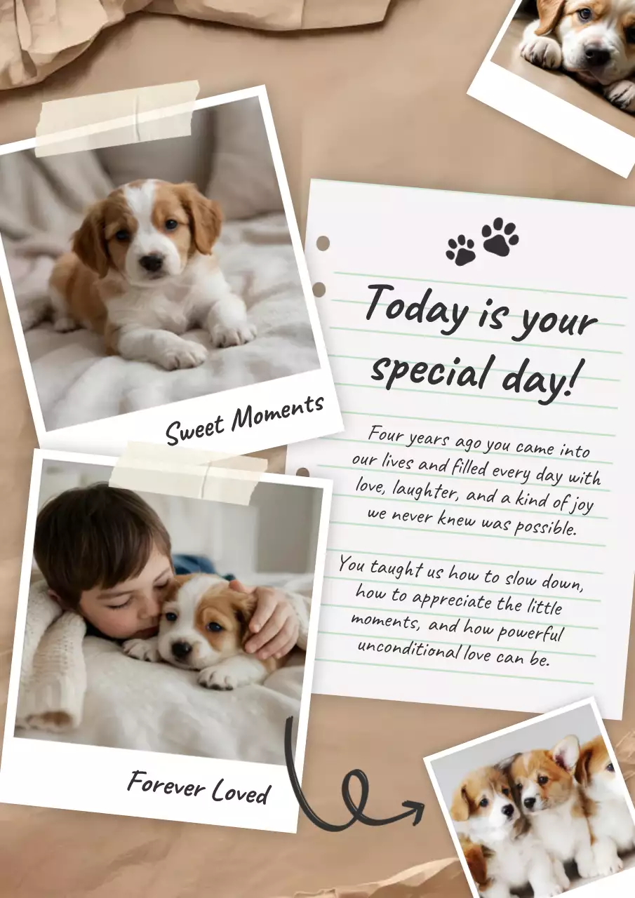 Poster Pengumuman Ulang Tahun Hewan Peliharaan Cokelat